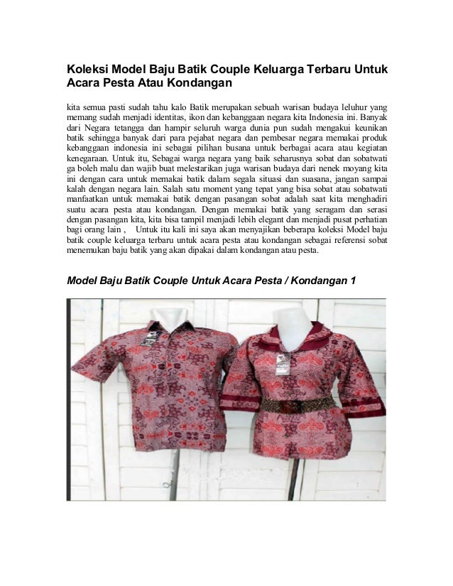 Desain Baju Batik Couple Keluarga Terbaru - Inspirasi Desain Menarik