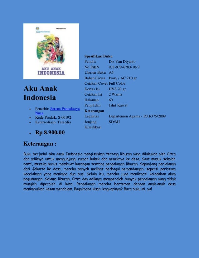 Buku Pengayaan Pelajaran Bahasa Indonesia, dipasarkan oleh 