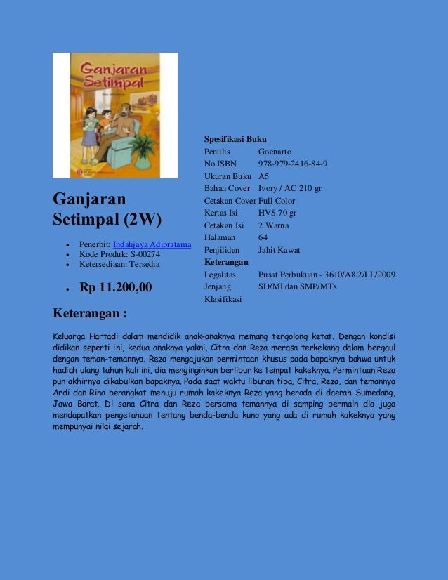 Buku Pengayaan Pelajaran Bahasa Indonesia, dipasarkan oleh 