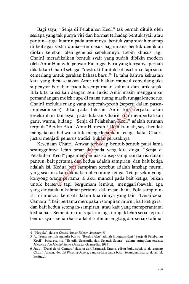 Puisi Chairil Anwar Derai Derai Cemara Koleksi Puisi