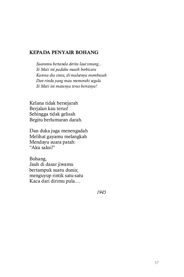 Puisi Lagu Siul Karya Chairil Anwar - Koleksi Saja Chairil Anwar 83 638