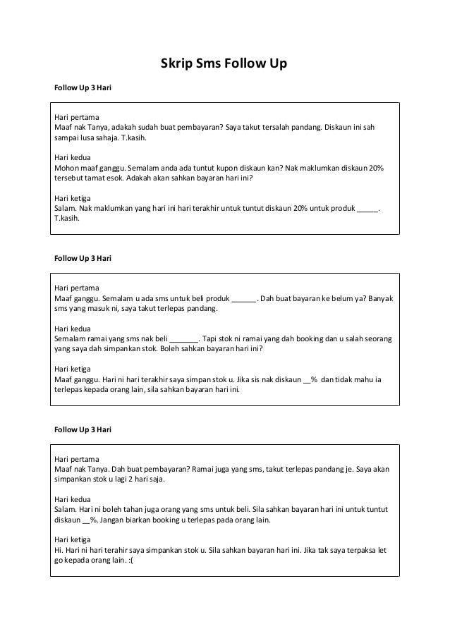 Contoh Kata Kata Follow Up Customer Lewat Whatsapp