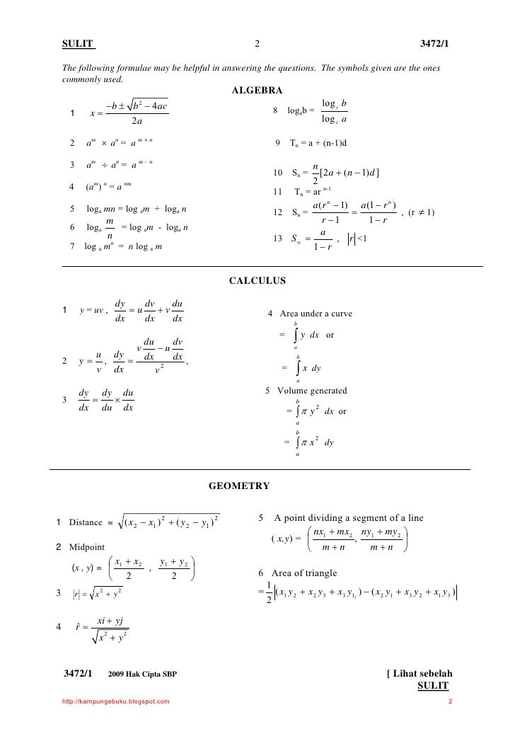 Contoh Soalan Algebra Tingkatan 5 - Selangor c