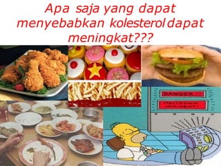 Apa saja yang dapat
menyebabkan kolesteroldapat
meningkat???
 
