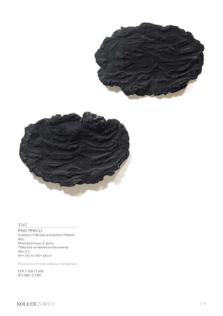 | 55
3747
PINO PINELLI
(Catania 1938–lives and works in Milano)
Alto.
Mixed technique, 2-parts.
Titled and numbered on the reverse:
Alto 1/2.
94 × 17 cm / 90 × 18 cm.
Provenance: Private collection Switzerland.
CHF 2 500 / 3 500
(€ 2 380 / 3 330)
 