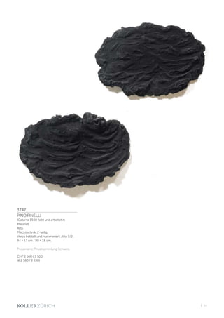 | 55
3747
PINO PINELLI
(Catania 1938–lebt und arbeitet in
Mailand)
Alto.
Mischtechnik, 2-teilig.
Verso betitelt und nummeriert: Alto 1/2.
94 × 17 cm / 90 × 18 cm.
Provenienz: Privatsammlung Schweiz.
CHF 2 500 / 3 500
(€ 2 380 / 3 330)
 