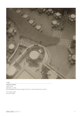 | 97
1783
ARNOS PIKART
(1895-1932)
Bavandot, ca. 1926.
Bromsilbergelatine-Abzug. Vintage. 8,6 x 8,6 cm. Unter Passepartout montiert.
CHF 1 500 / 2 500
(€ 1 250 / 2 080)
 