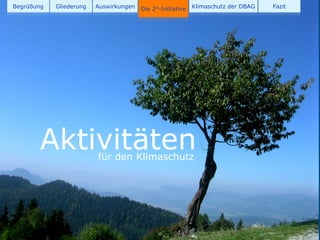 Begrüßung   Gliederung   Auswirkungen   Die 2°-Initiative   Klimaschutz der DBAG   Fazit




       Aktivitäten       für den Klimaschutz




                                              15
 