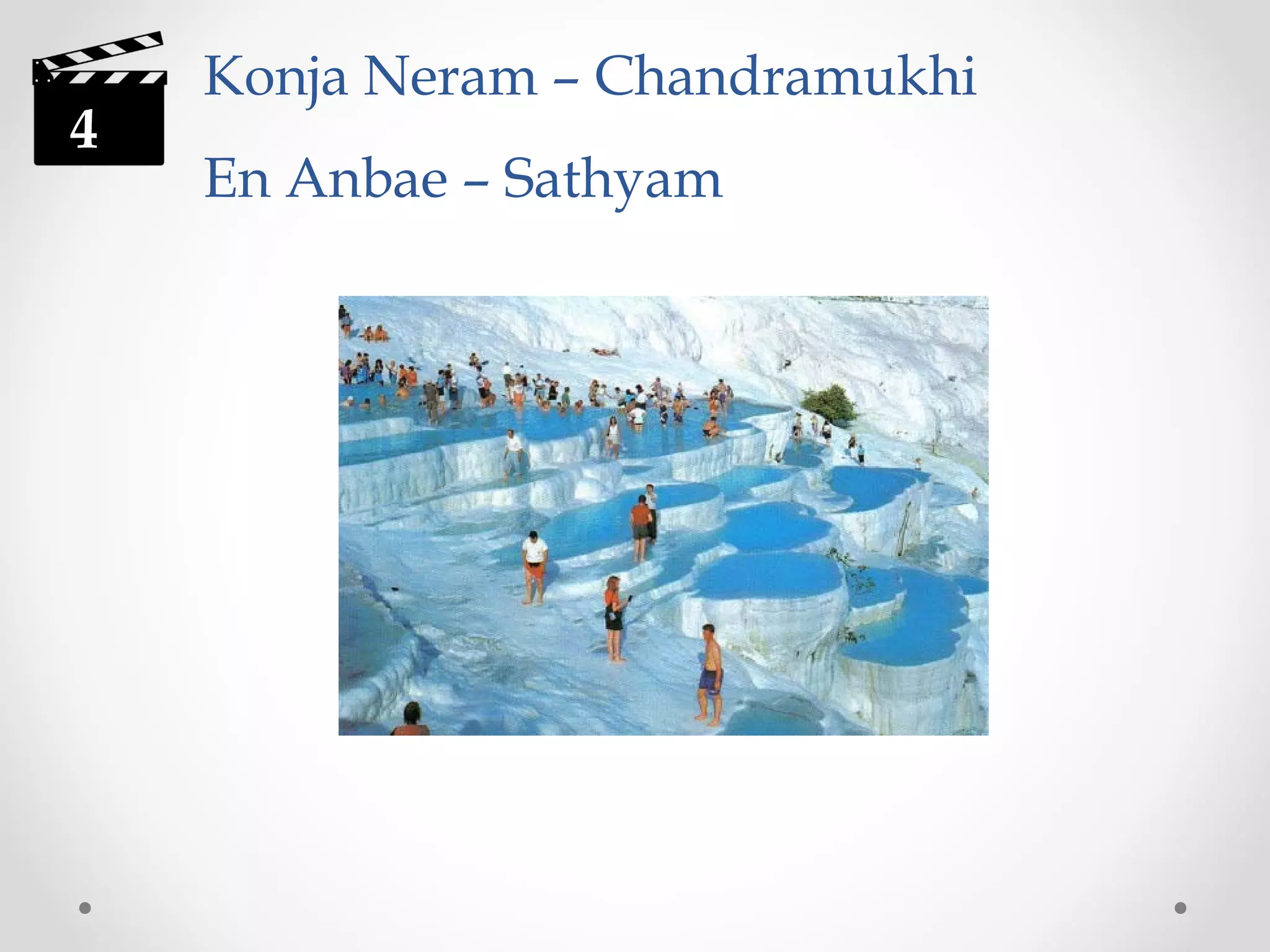 4

Konja Neram – Chandramukhi
En Anbae – Sathyam

 