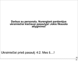Darbus su personalu. Nurengiant pardavėjus
       ukrainiečiai kiečiausi pasaulyje! Jokio fiksuoto
                          atlyginimo!




Ukrainiečiai prieš pasaulį: 4:2. Mes š....!
                                                          35
                                                          35
 