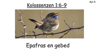 Kolossenzen 1:6-9
Epafras en gebed
Kol-4
 