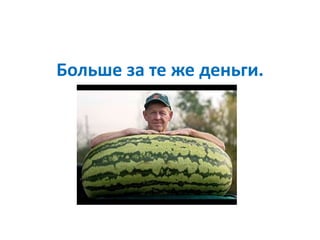 Больше за те же деньги.
 