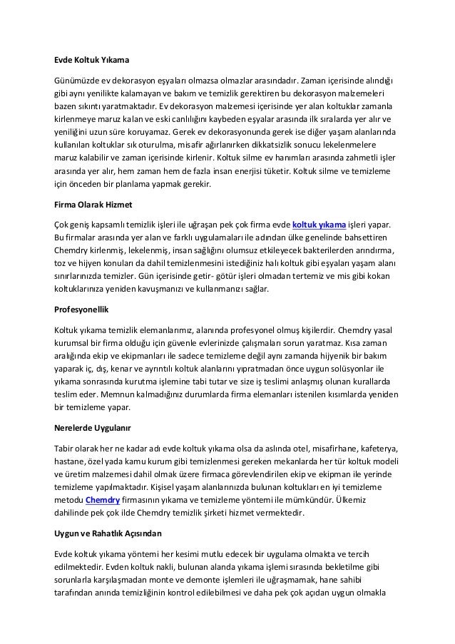 Evde Koltuk Yikama