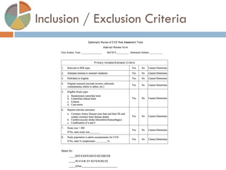 Inclusion / Exclusion Criteria  