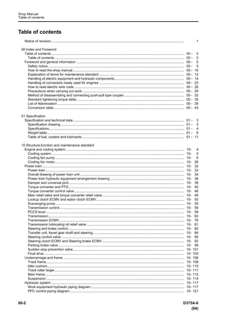 Komatsu d375 a 6 dozer bulldozer service repair manual sn 60001 and up ...