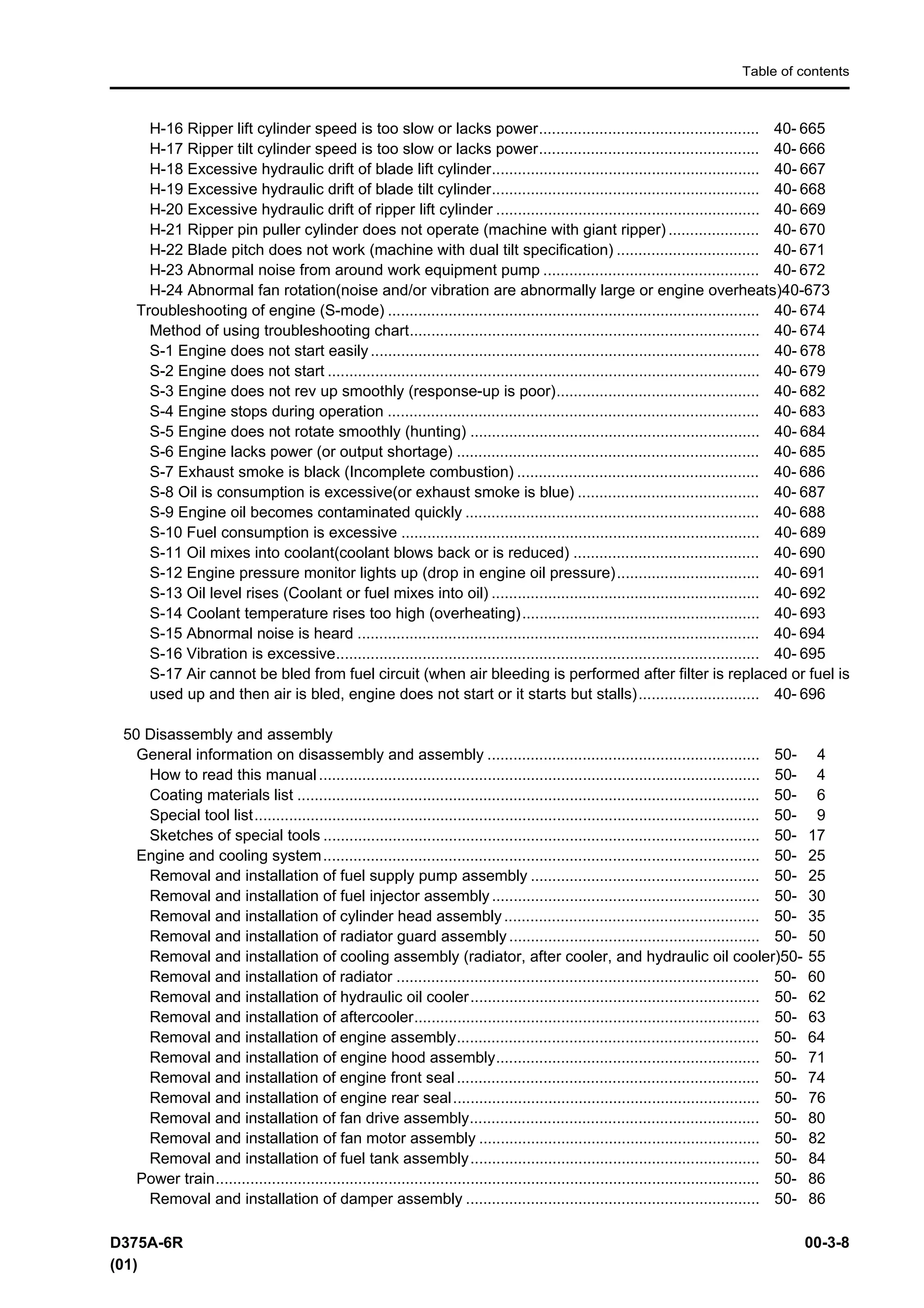 Komatsu d375 a 6r dozer bulldozer service repair manual sn 65001 and up ...