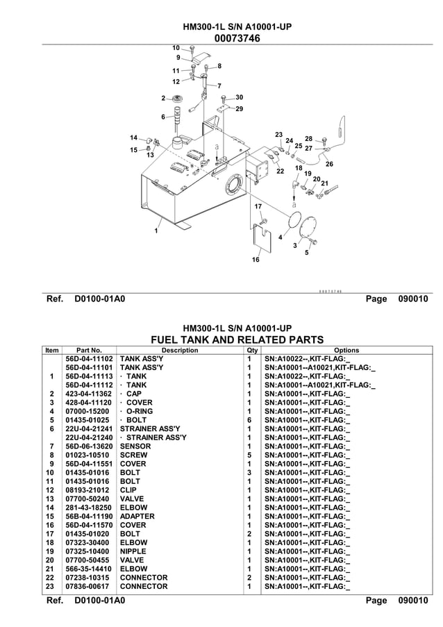 Komatsu HM3001L Articulated Dump Truck Parts Catalogue Manual SN