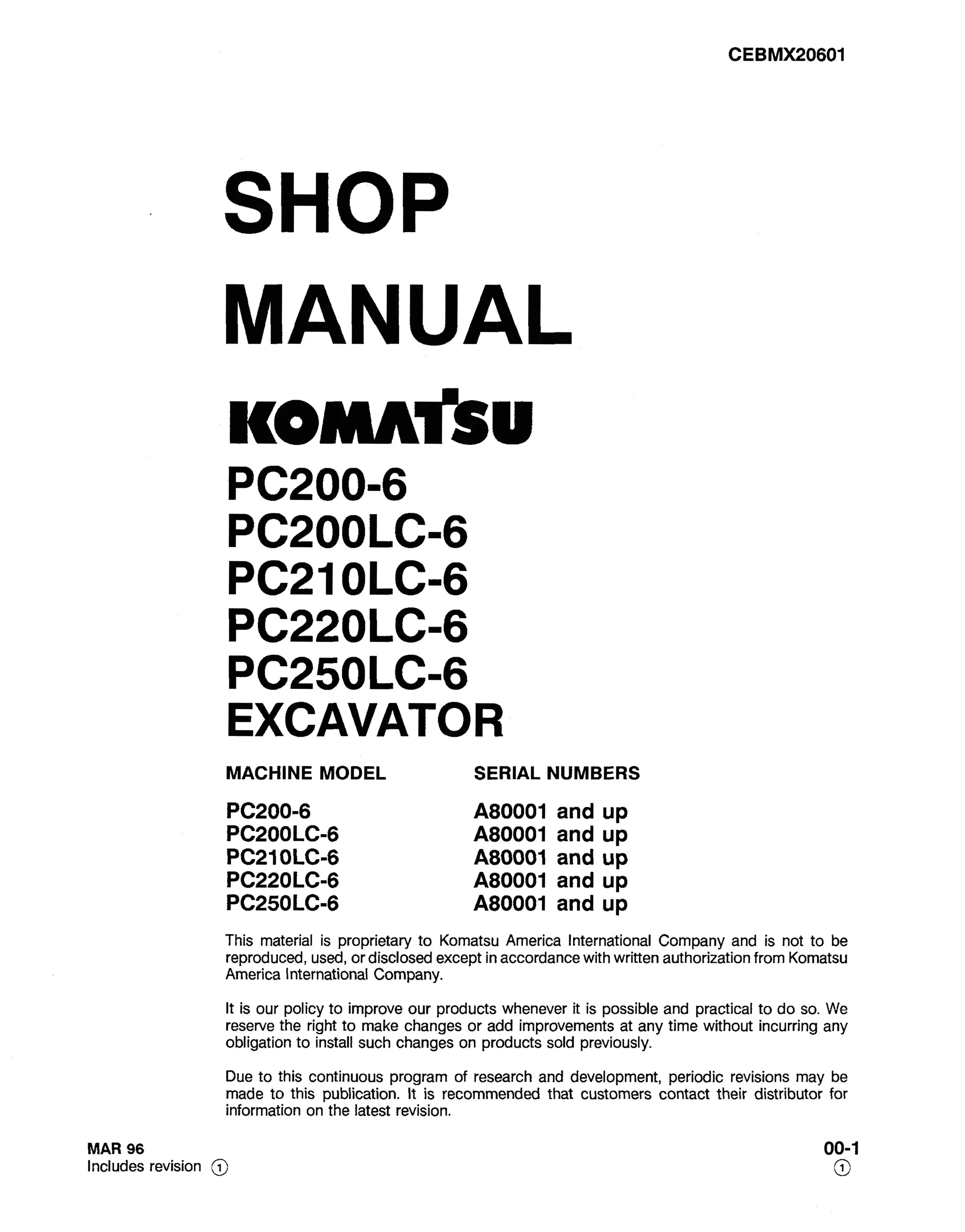 KOMATSU PC200 PC220 部品明細書 パーツカタログ Komatsu pc200 lc 6 excavator service repair manual sna80001 and up