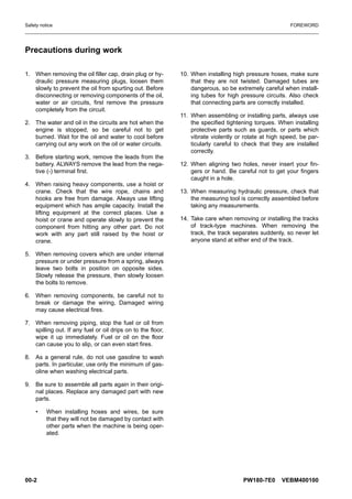 Komatsu pw180 7 e0 hydraulic excavator service repair manual (sn h55051 ...