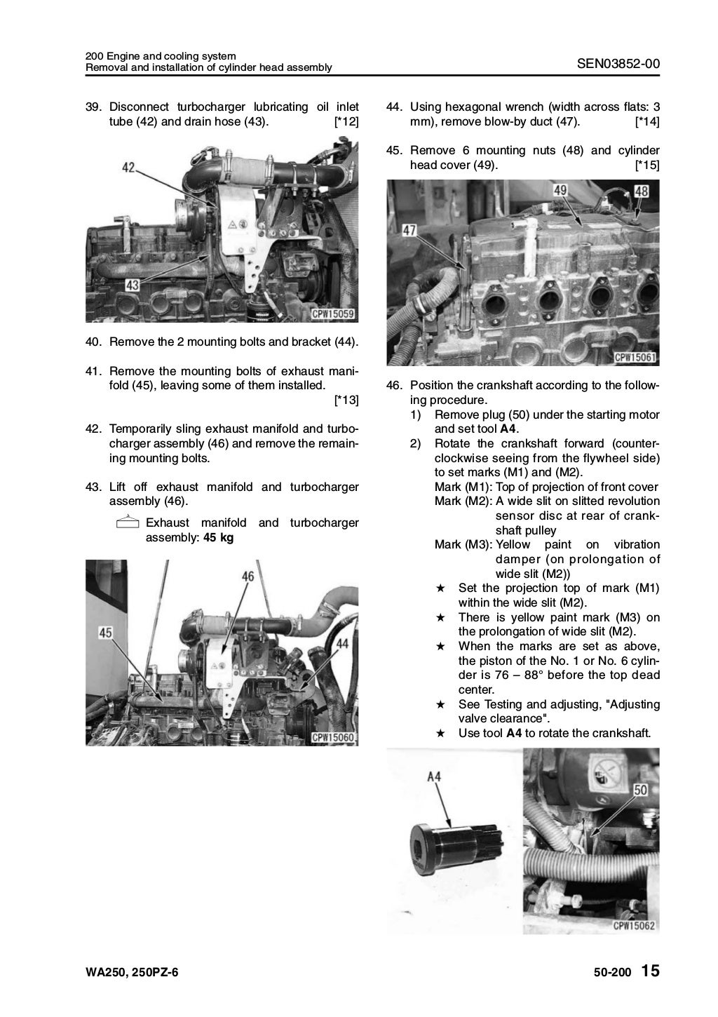 Komatsu wa250 pz 6 wheel loader service repair manual sn75160 and up