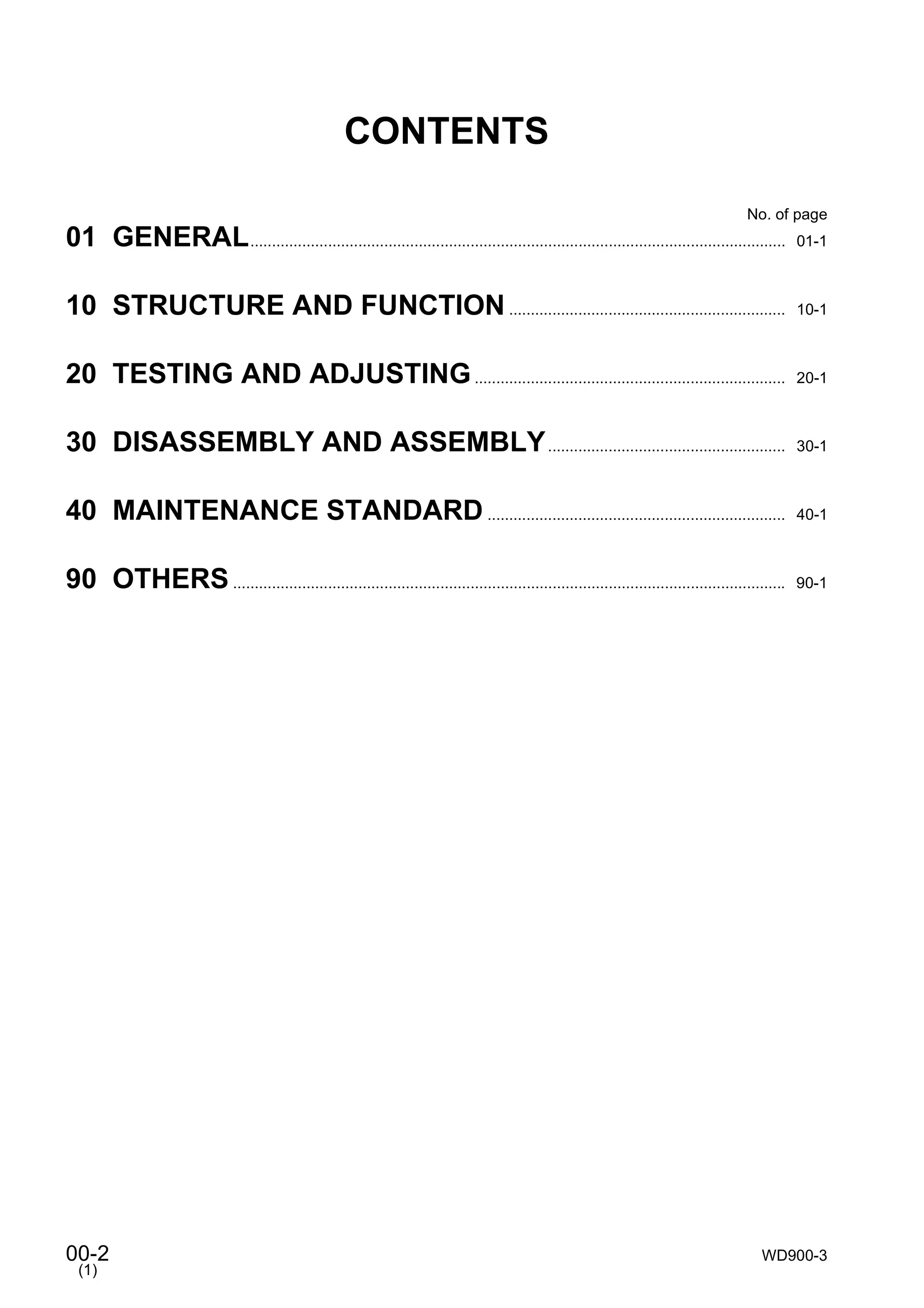 Komatsu wd900 3 wheel dozer service repair manual (sn 50001 and up)