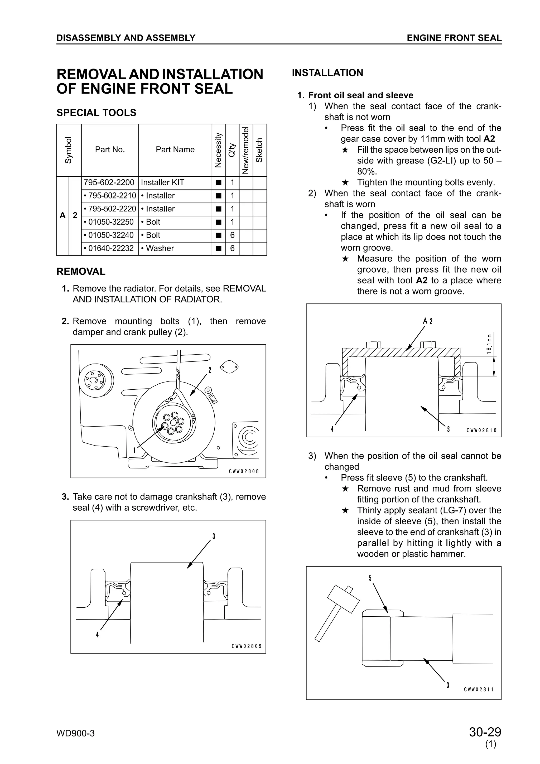 Komatsu wd900 3 wheel dozer service repair manual (sn 50001 and up)