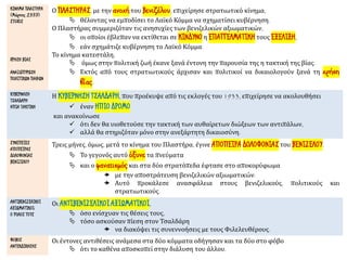 ΚΙΝΗΜΑ ΠΛΑΣΤΗΡΑ
(Μάρτης 1933)
ΣΤΟΧΟΣ
ΧΡΗΣΗ ΒΙΑΣ
ΑΝΑΖΩΠΥΡΩΣΗ
ΠΟΛΙΤΙΚΩΝ ΠΑΘΩΝ
Ο ΠΛΑΣΤΗΡΑΣ, με την ανοχήτου Βενιζέλου, επιχείρησε στρατιωτικό κίνημα,
 θέλοντας να εμποδίσει το Λαϊκό Κόμμα να σχηματίσει κυβέρνηση.
Ο Πλαστήρας συμμεριζόταν τις ανησυχίες των βενιζελικών αξιωματικών,
 οι οποίοι έβλεπαν να εκτίθεται σε ΚΙΝΔΥΝΟ η ΕΠΑΓΓΕΛΜΑΤΙΚΗτους ΕΞΕΛΙΞΗ,
 εάν σχημάτιζε κυβέρνηση το Λαϊκό Κόμμα.
Το κίνημα κατεστάλη,
 όμως στην πολιτική ζωή έκανε ξανά έντονη την παρουσία της η τακτική της βίας.
 Εκτός από τους στρατιωτικούς άρχισαν και πολιτικοί να δικαιολογούν ξανά τη χρήση
βίας.
ΚΥΒΕΡΝΗΣΗ
ΤΣΑΛΔΑΡΗ
ΗΠΙΑ ΤΑΚΤΙΚΗ
Η ΚΥΒΕΡΝΗΣΗ ΤΣΑΛΔΑΡΗ, που προέκυψε από τις εκλογές του 1933, επιχείρησε να ακολουθήσει
✓ έναν ΗΠΙΟ ΔΡΟΜΟ
και ανακοίνωσε
✓ ότι δεν θα υιοθετούσε την τακτική των αυθαίρετων διώξεων των αντιπάλων,
✓ αλλά θα στηριζόταν μόνο στην ανεξάρτητη δικαιοσύνη.
ΣΥΝΕΠΕΙΕΣ
ΑΠΟΠΕΙΡΑΣ
ΔΟΛΟΦΟΝΙΑΣ
ΒΕΝΙΖΕΛΟΥ
Τρεις μήνες, όμως, μετά το κίνημα του Πλαστήρα, έγινε ΑΠΟΠΕΙΡΑ ΔΟΛΟΦΟΝΙΑΣ του ΒΕΝΙΖΕΛΟΥ.
 Το γεγονός αυτό όξυνε τα πνεύματα
 και ο φανατισμός και στα δύο στρατόπεδα έφτασε στο αποκορύφωμα
 με την αποστράτευση βενιζελικών αξιωματικών.
 Αυτό προκάλεσε ανασφάλεια στους βενιζελικούς, πολιτικούς και
στρατιωτικούς.
ΑΝΤΙΒΕΝΙΖΕΛΙΚΟΙ
ΑΞΙΩΜΑΤΙΚΟΙ:
Ο ΡΟΛΟΣ ΤΟΥΣ
Οι ΑΝΤΙΒΕΝΙΖΕΛΙΚΟΙ ΑΞΙΩΜΑΤΙΚΟΙ,
 όσο ενίσχυαν τις θέσεις τους,
 τόσο ασκούσαν πίεση στον Τσαλδάρη
 να διακόψει τις συνεννοήσεις με τους Φιλελευθέρους.
ΦΟΒΟΣ
ΑΝΤΕΚΔΙΚΗΣΗΣ
Οι έντονες αντιθέσεις ανάμεσα στα δύο κόμματα οδήγησαν και τα δύο στο φόβο
 ότι το καθένα αποσκοπεί στην διάλυση του άλλου.
 