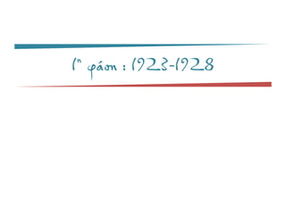 1η φάση : 1923-1928
 