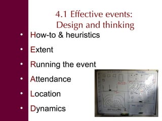 Organizing effective events and conversations 