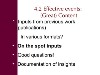 Organizing effective events and conversations 