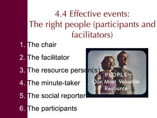 Organizing effective events and conversations 
