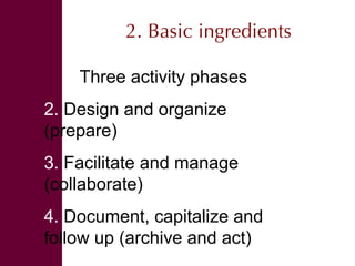 Organizing effective events and conversations 