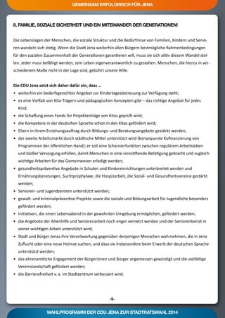 Kommunalwahlprogramm 2014 der CDU Jena