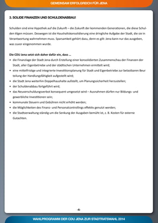 Kommunalwahlprogramm 2014 der CDU Jena