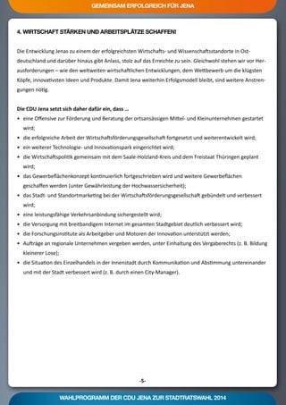 Kommunalwahlprogramm 2014 der CDU Jena