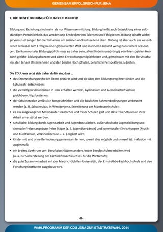 Kommunalwahlprogramm 2014 der CDU Jena
