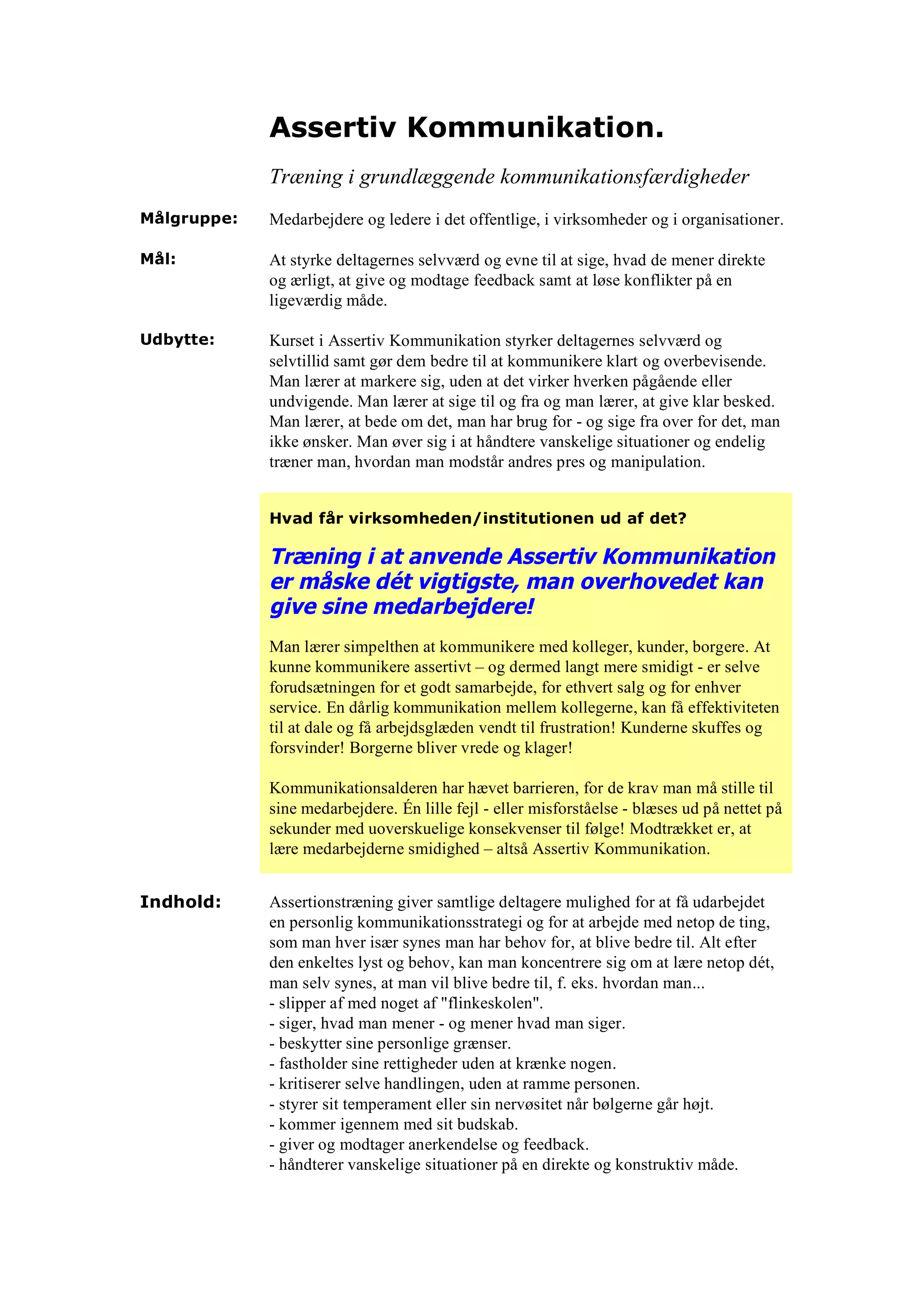 ASSERTIV KOMMUNIKATION | PDF