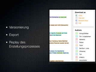 Versionierung

Export

Replay des
Erstellungsprozesses
 