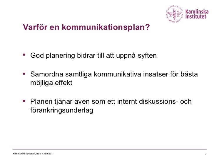 Kommunikationsplan Mall