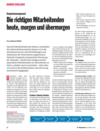 BUSINESS EXCELLENCE 
12 
MQ Management und Qualität 9/2014 
Kompetenzmanagement 
Die richtigen Mitarbeitenden 
heute, morg...