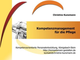 Kompetenzmanagement  für die Pflege Kompetenzorientierte Personalentwicklung, Königsbach-Stein http://kompetenzen-gestalten.de [email_address] 
