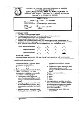 Kompetisi ipa kelas ix  smp 2013 tingkat kecamatan 