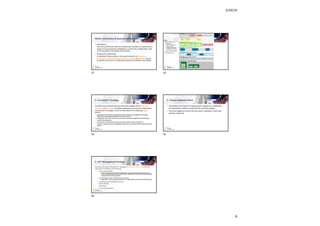 3/26/24
8
ThispresentationusesafreetemplateprovidedbyFPPT.com
www.free-power-point-templates.com
Define Information & Systems Architecture
• Architecture
The term architecture refers to fundamental concepts or properties of a
system in its environment embodied in its elements, relationships, and
in the principles of its design and evolution.
• [Enterprise] Architecture
A framework that provides a structured collection of processes,
techniques, artifact descriptions, reference models & guidance for the
production and use of an [enterprise]-specific architecture description.
42
42
ThispresentationusesafreetemplateprovidedbyFPPT.com
www.free-power-point-templates.com
43
EA: example
SCELE:
• Materi TOGAF dan
ARCHIMATE
• TOGAF Standard v9.2
• Archi User Guide
• ArchiMate Specification
• ArchiMate Introduction
• ArchiSurance Case Study
• Materi Paparan TOGAF
• Link Unduh Archi
43
ThispresentationusesafreetemplateprovidedbyFPPT.com
www.free-power-point-templates.com
4. Formulate IT Strategy
To define how technical resources and technologies will be acquired,
managed, and developed to deliver applications and services required by
the business IS strategy. It will normally address the following supply
factors:
• Organizationof IS/ITactivities anddecisionmaking, includingthe management of its people,
maintaininganddevelopingcapabilities andcritical resources;
• Managingthe informationresources andprovisionof information, application, andtechnology
services, includingsecurity;
• Procurement, contracting, outsourcing, andsupplier selectionpolicies andpractices;
• Preferredor approvedproject andapplicationdevelopment andimplementationmethods andbest
practices.
44
44
ThispresentationusesafreetemplateprovidedbyFPPT.com
www.free-power-point-templates.com
5. Prepare Migration Plans
• Consolidate with business strategy process, taking into consideration
the organization’s ability to cope with the resulting changes.
• Construct budget and overall resource plans, including a ‘route map’
with key milestones.
45
45
ThispresentationusesafreetemplateprovidedbyFPPT.com
www.free-power-point-templates.com
6. IS/IT Management Strategy
Describes the overall framework for managing both demand and supply across the
enterprise. It will address the following:
– Scope and Rationale
• it will needtolay out the business background, scope andrationale for the directives it is
stating, andpreferably describe avisionof the corporate IS/ITenvironment andits expected
impact onthe business community.
– Formal Organization and Resource Structures
• organization, resourcingandthe allocationof responsibility andauthority for IS/ITdecisions.
– Investment and Prioritization Policies
– Vendor Policies
– HR Policies
– IS Accounting Policies
46
46
 
