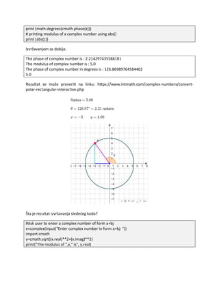 what is phase in python? | complex numbers in python... Kompleksni brojevi u Pythonu 1.docx