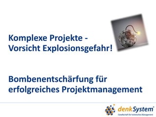 Komplexe Projekte -
Vorsicht Explosionsgefahr!
Bombenentschärfung für
erfolgreiches Projektmanagement
 