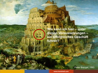 www.trainthe8.com
Pieter Breugel, 1563
Wie kann ich hier – unter
diesen Voraussetzungen –
ein erfolgreiches Geschäft
führe...