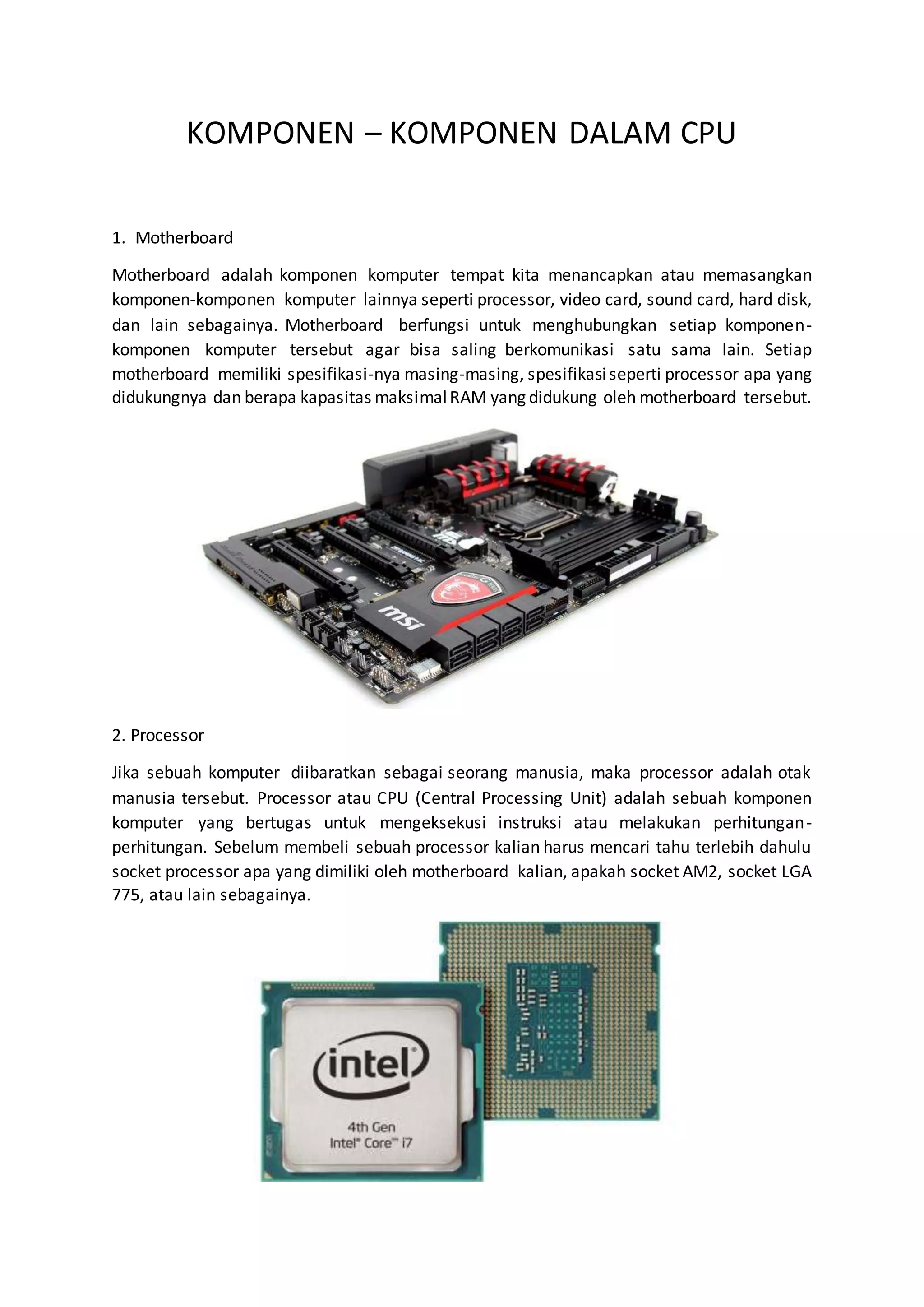 Komponen-komponen dalam CPU | PDF