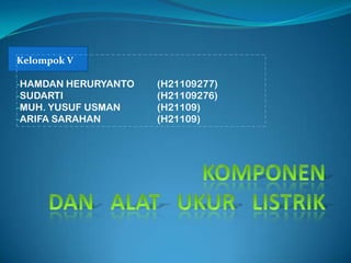 Kelompok V

-HAMDAN HERURYANTO   (H21109277)
-SUDARTI             (H21109276)
-MUH. YUSUF USMAN    (H21109)
-ARIFA SARAHAN       (H21109)
 