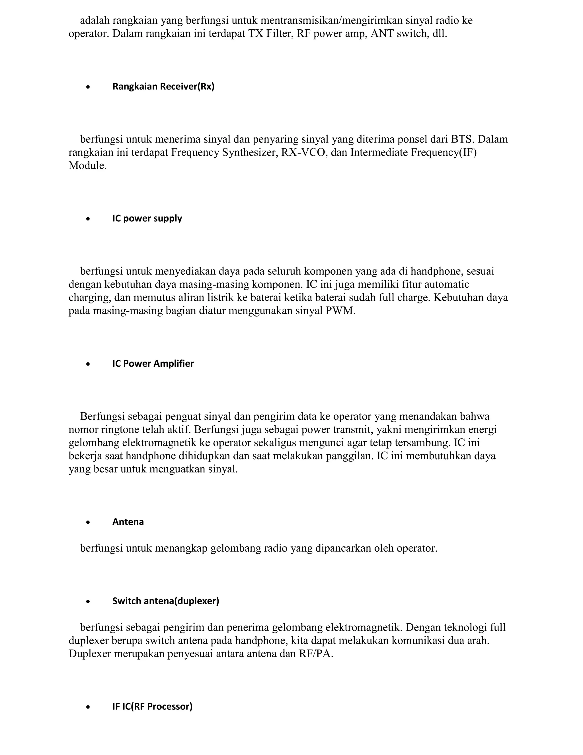 Komponen pada handphone fungsi fungsinya | PDF