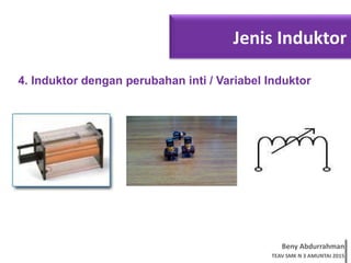 Beny Abdurrahman
TEAV SMK N 3 AMUNTAI 2015
Jenis Induktor
4. Induktor dengan perubahan inti / Variabel Induktor
 